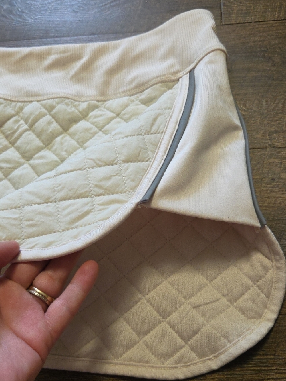 (#74) Kyodan Quilted Mini Skirt in Cream - Picture 2 of 7